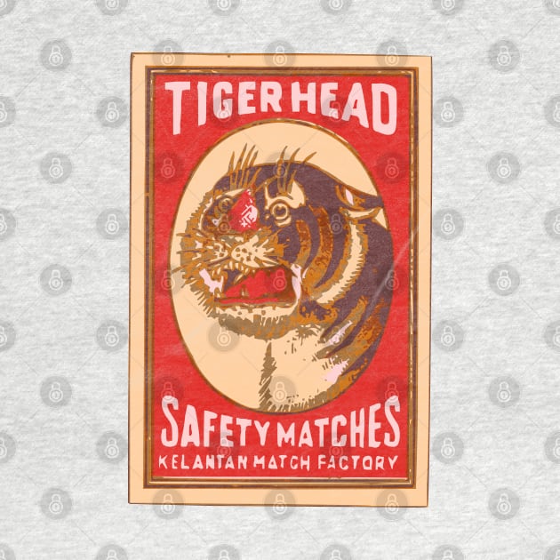 Tiger Head / Vintage Indian Matchbox Art by RCDBerlin
